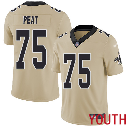 New Orleans Saints Limited Gold Youth Andrus Peat Jersey NFL Football #75 Inverted Legend Jersey